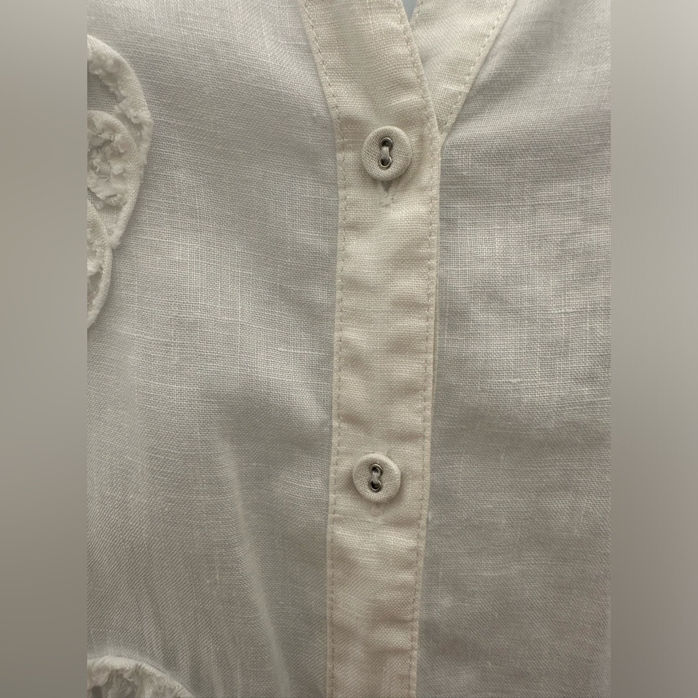 Charter Club Cream Linen Blouse 100% linen #A2 - Picture 4 of 9